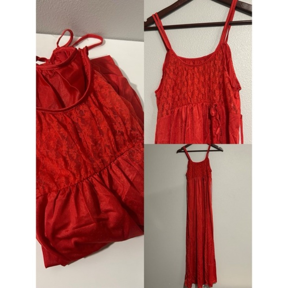 Uncdercover Wear Slip Dress Red M Made USA Lace Straps Sexy Coquette Playful
